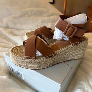 Sole Society women's brown leather espadrille sandals size 9 new